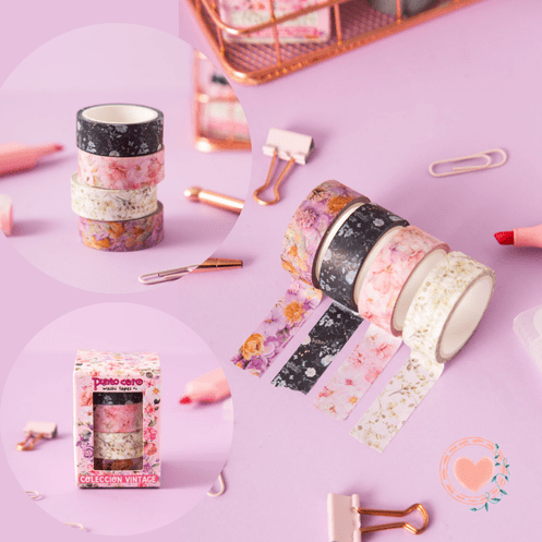 Cinta Washi tapes impresas pack x4 - VINTAGE