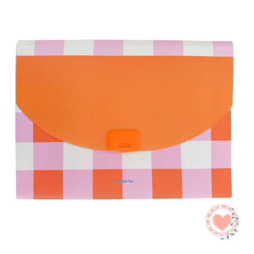 Carpeta FW A4 Clasificadora 12 Divisiones Fuelle Color Block Tapa Naranja