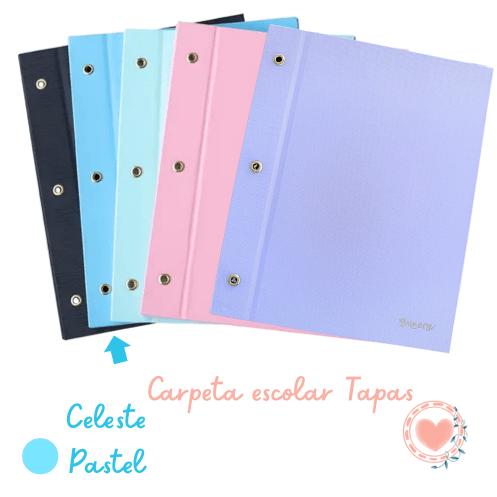 Carpeta Escolar N*3 Tapas Tweeny Forrada Polipropileno Pastel Celeste
