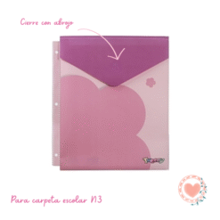 Sobre Plastico N3 Escolar Con Abrojo Rosa Ibi Craft
