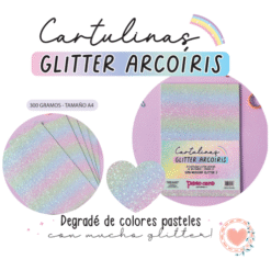 Cartulinas A4 Punto Cero Glitter Arcoiris