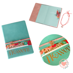 Cuaderno A5 80 hjs Cuerina Flowers Aqua Cod. 115162