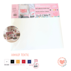 Vinilo Adhesivo Textil 30x30 cm Colores Basicos 10 Hjs. + Transfer