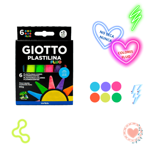 Plastilina Giotto Fluo x 6 Colores