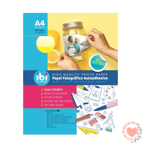 Papel Fotografico Autoadhesivo Ibi Craft A4 120 grs x 20 hojas