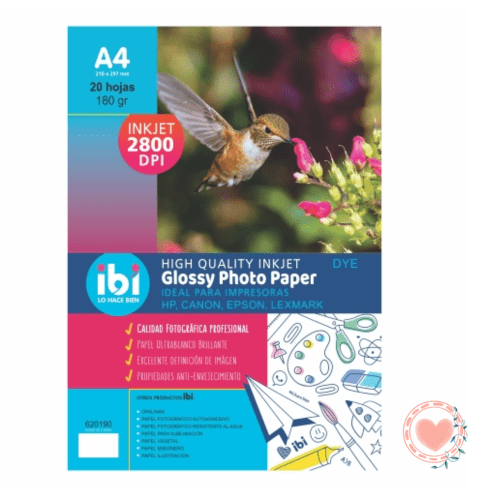 Papel Fotografico Ibi Craft A4 180grs x20 hojas