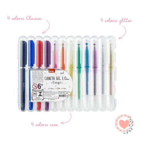 Bolígrafo Gel ColorFul 1.0mm - Valija X12 - BRW