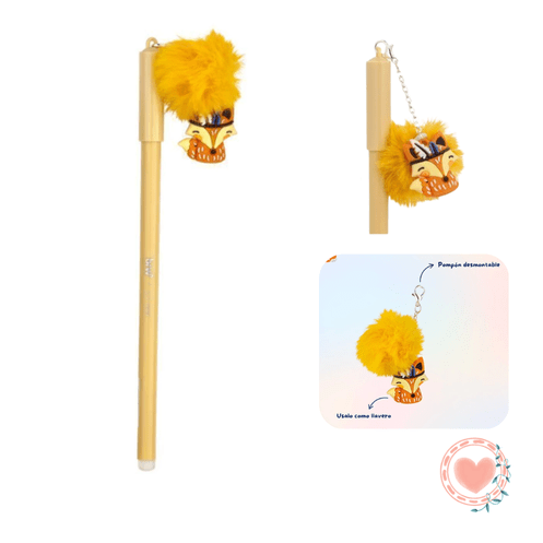 Bolígrafo Borrable Pompón Animales Zorro BRW