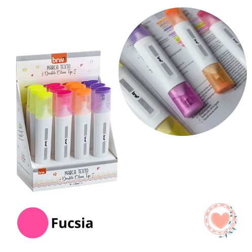 Resaltadores Doble Punta Neón Clean Tip Fucsia Brw