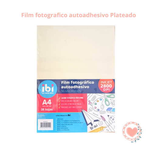 Film Fotografico Autoadhesivo Plateado Para Inkjet Ibi Craft x 20 Hojas