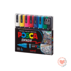 uni POSCA Marcador Brush PC-5BR Pack x8 Colores