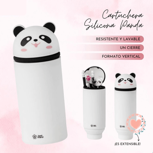 Cartuchera Silicona Tubo Vertical - Diseño Best Friend Panda - BRW