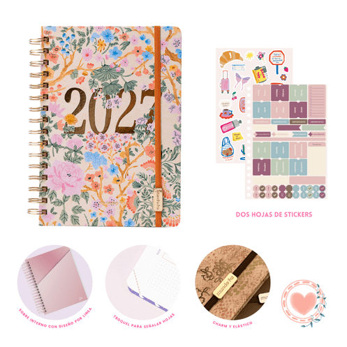 Agenda Semanal Cute Flores Japonesas FW 15x21cm Cod. 203755